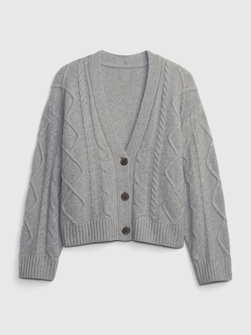 GAP CashSoft Cable-Knit Cardigan Size Small Button Up Gray Oversized